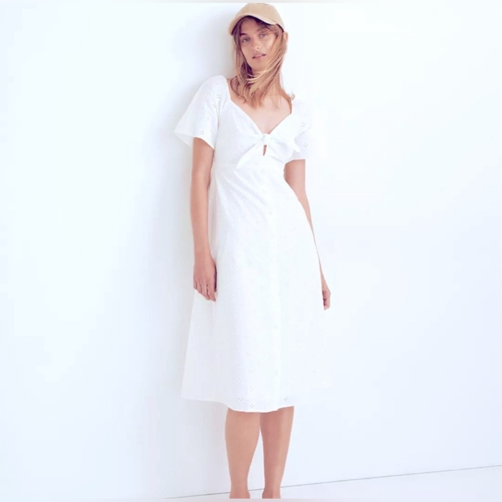 NEW~ Madewell Eyelet Tie-Front Midi Dress Size 2